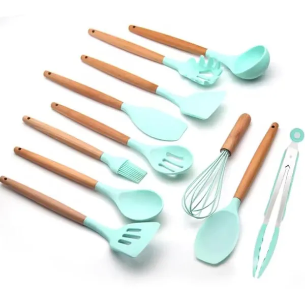 Beige_And_Green_Silicone_+_Wooden_Handles_Kitchen_Utensils_Set_For_Cooking_&_Baking