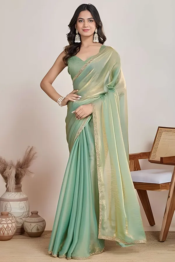 Pista_Green_Silk_Blend_Saree_For_Women