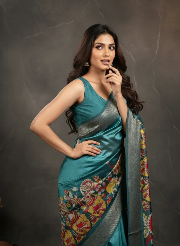 Sky_Blue_Silk_Blend_Saree_For_Women