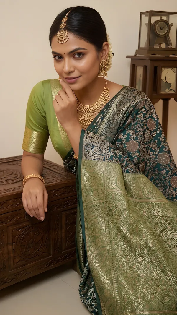 Green_Brocade_Silk_Saree_For_Women