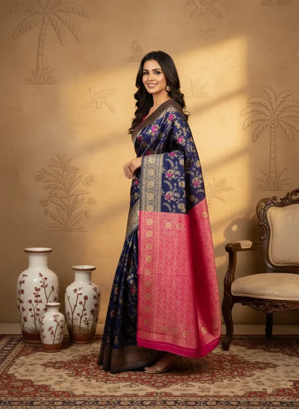 Pink_Brocade_Silk_Saree_For_Women