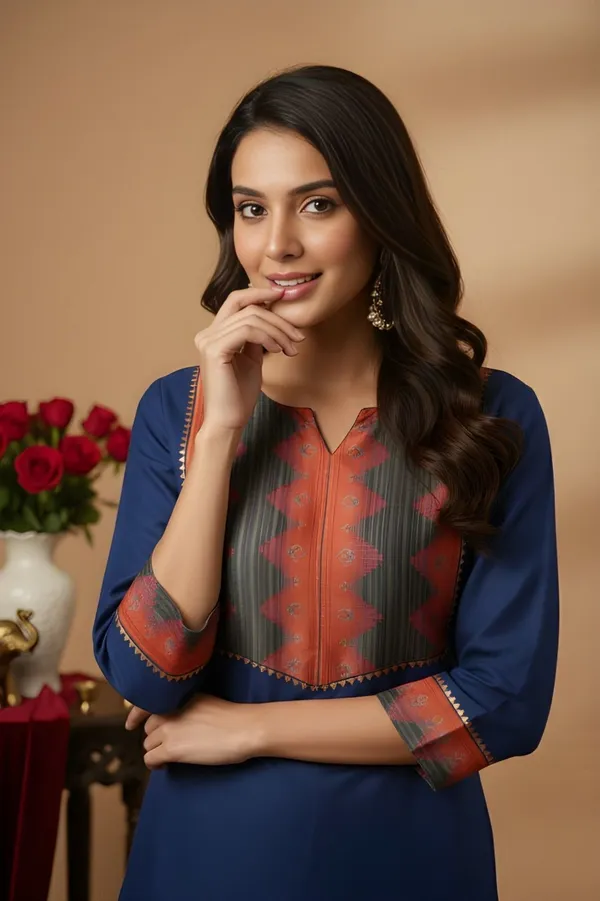 Blue_Cotton_Kurta_Pant_Set_For_Women