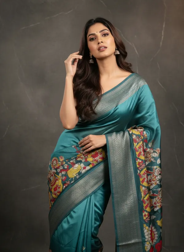 Sky_Blue_Silk_Blend_Saree_For_Women