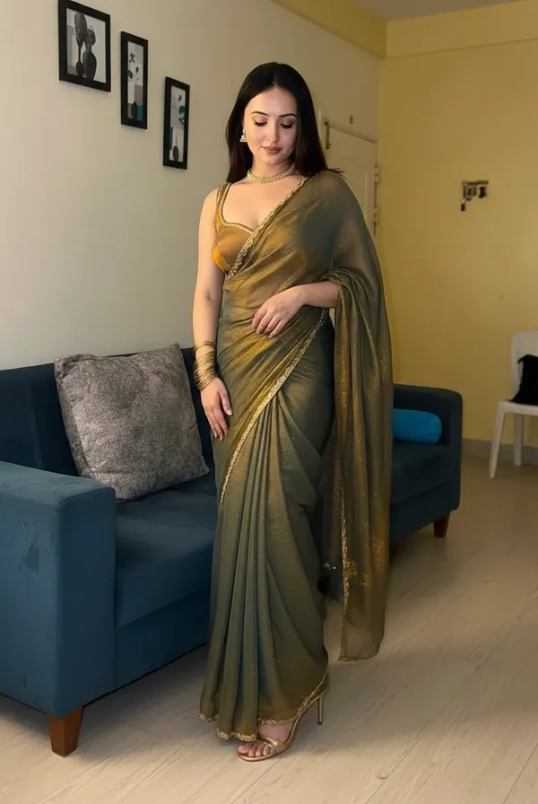 Olive_Green_Silk_Blend_Saree_For_Women