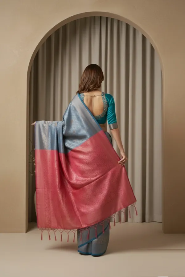 Pink_Silk_Blend_Saree_For_Women