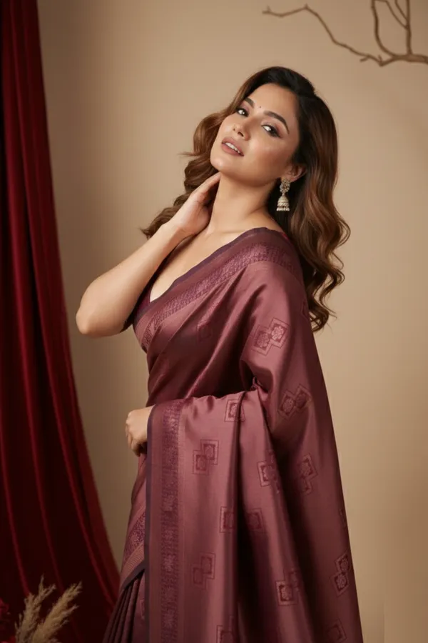 Purple_Silk_Blend_Saree_For_Women