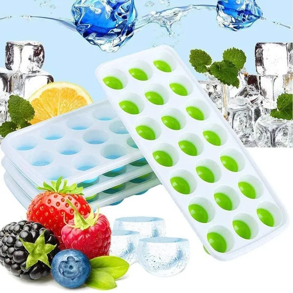 White_And_Green_Silicone_Silicone_Ice_Cube_Tray_For_Making_Ice_Cubes_(Pack_Of_2_)