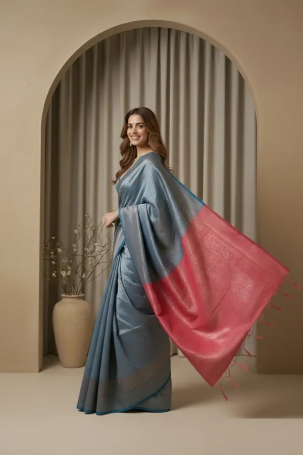 Pink_Silk_Blend_Saree_For_Women