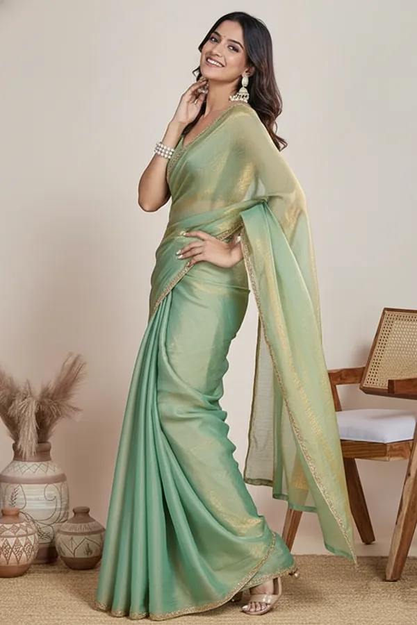 Pista_Green_Silk_Blend_Saree_For_Women