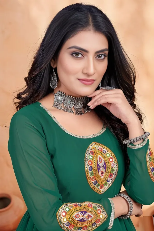 Green_Cotton_Anarkali_Kurta_For_Women