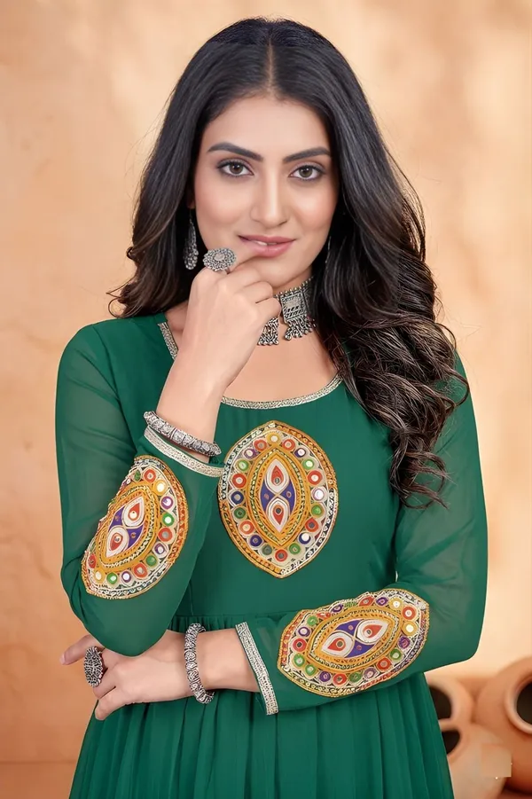 Green_Cotton_Anarkali_Kurta_For_Women