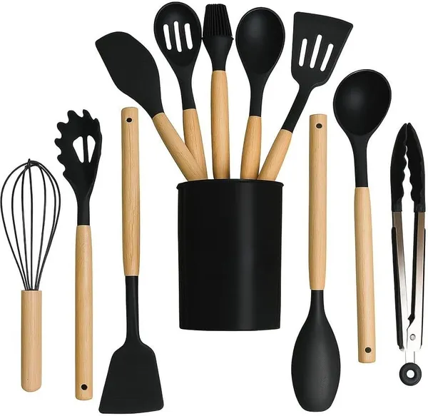 Black_And_Beige_Silicone_&_Wood_Kitchen_Tool_Set_For_Cooking_&_Food_Preparation