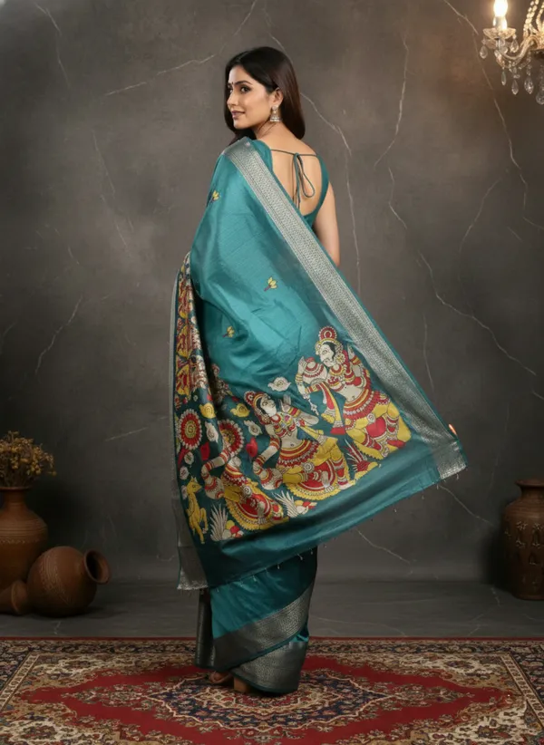Sky_Blue_Silk_Blend_Saree_For_Women