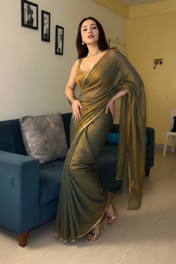 Olive_Green_Silk_Blend_Saree_For_Women