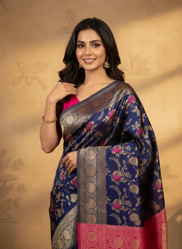 Pink_Brocade_Silk_Saree_For_Women