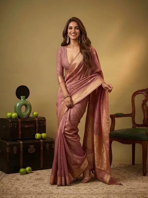 Pink_Silk_Blend_Saree_For_Women
