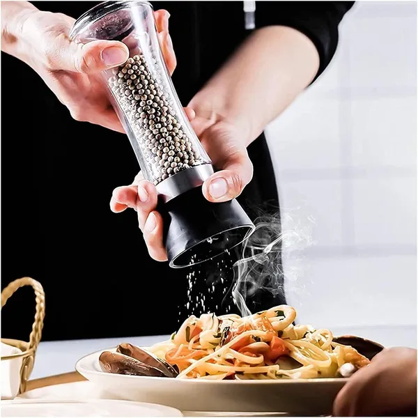 Black_And_Silver_Glass_Glass_Squeeze_Mill_For_Grinding_Pepper_&_Salt