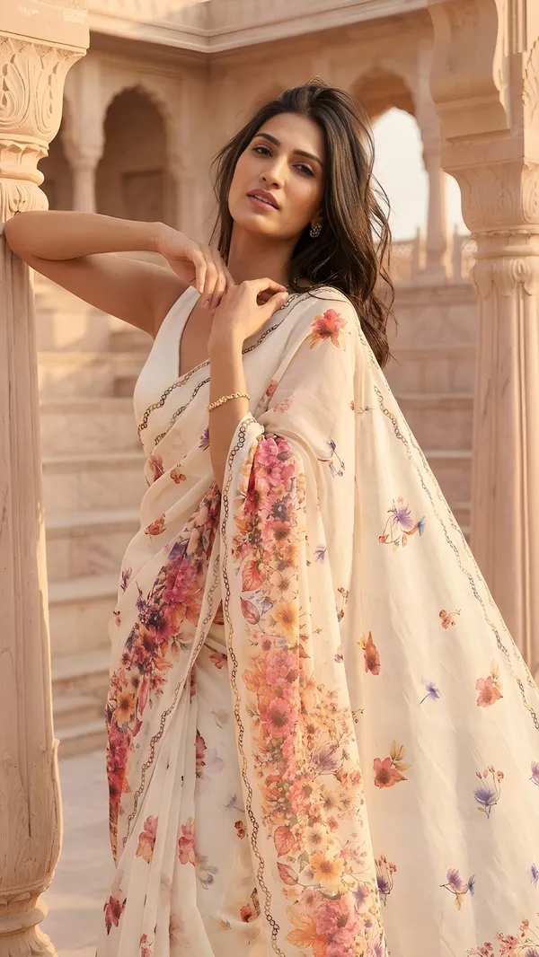 White_And_Red_Cotton_Saree_For_Women