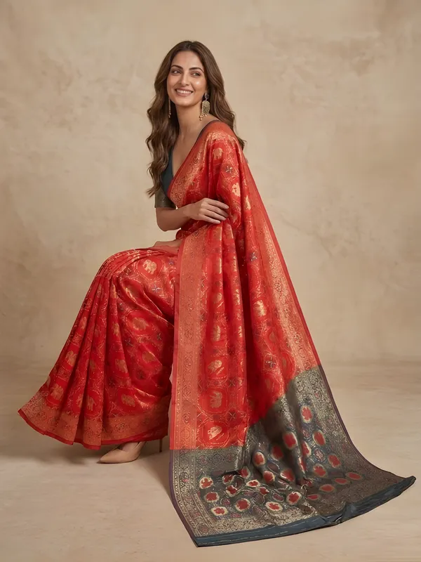 Orange_Cotton_Saree_For_Women