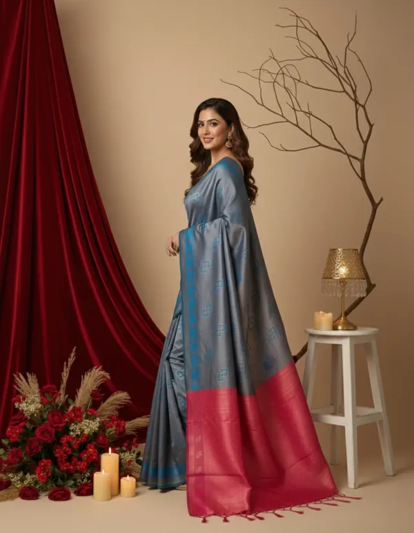 Pink_Silk_Blend_Saree_For_Women