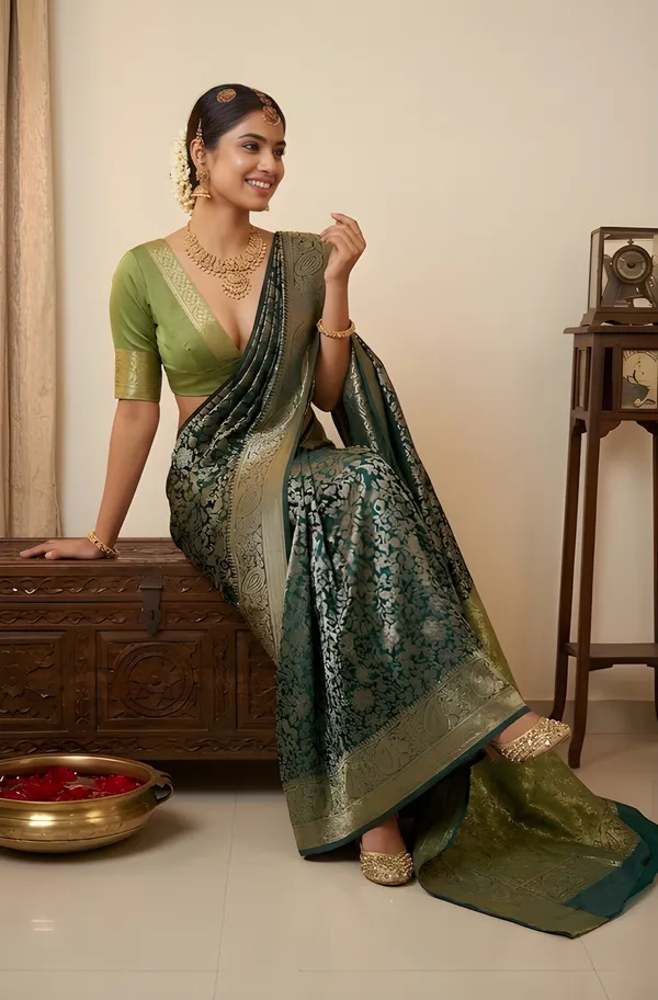 Green_Brocade_Silk_Saree_For_Women