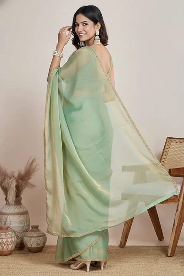 Pista_Green_Silk_Blend_Saree_For_Women