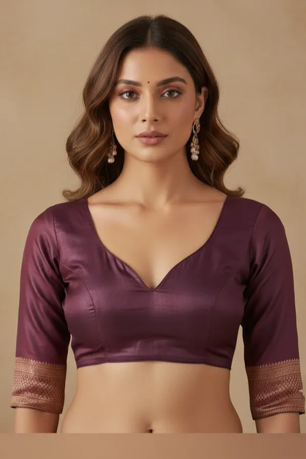 Wine_Silk_Blend_Saree_For_Women