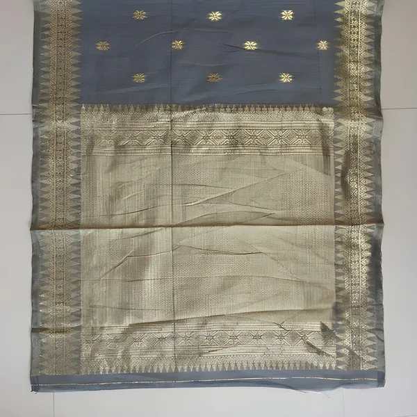 Grey_Silk_Blend_Saree_For_Women