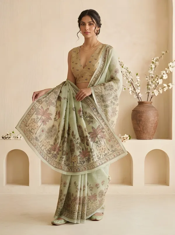 Green_Cotton_Saree_For_Women