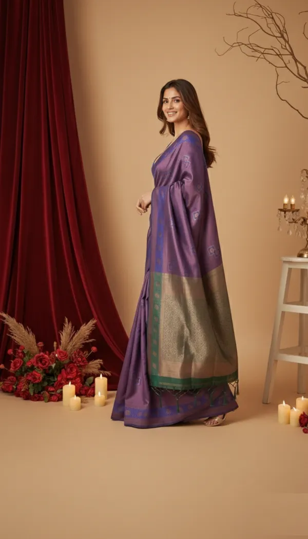 Purple_Silk_Blend_Saree_For_Women