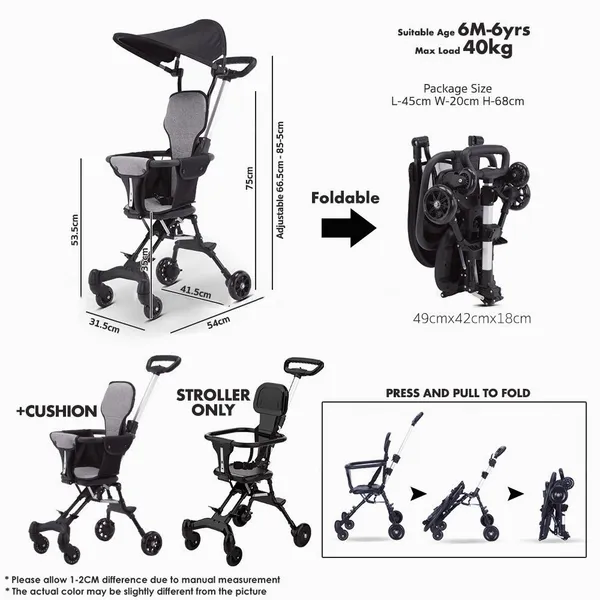 Grey_And_Black_Metal_&_Polyester_Baby_Stroller_For_Newborns_&_Toddlers