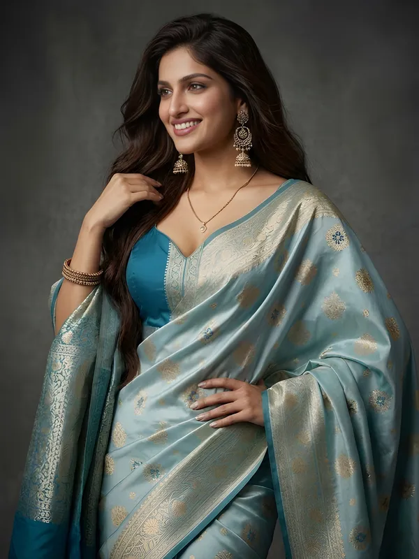 Sky_Blue_Cotton_Saree_For_Women