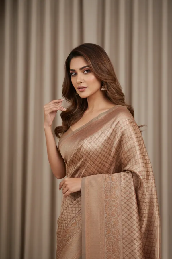 Pink_Silk_Blend_Saree_For_Women