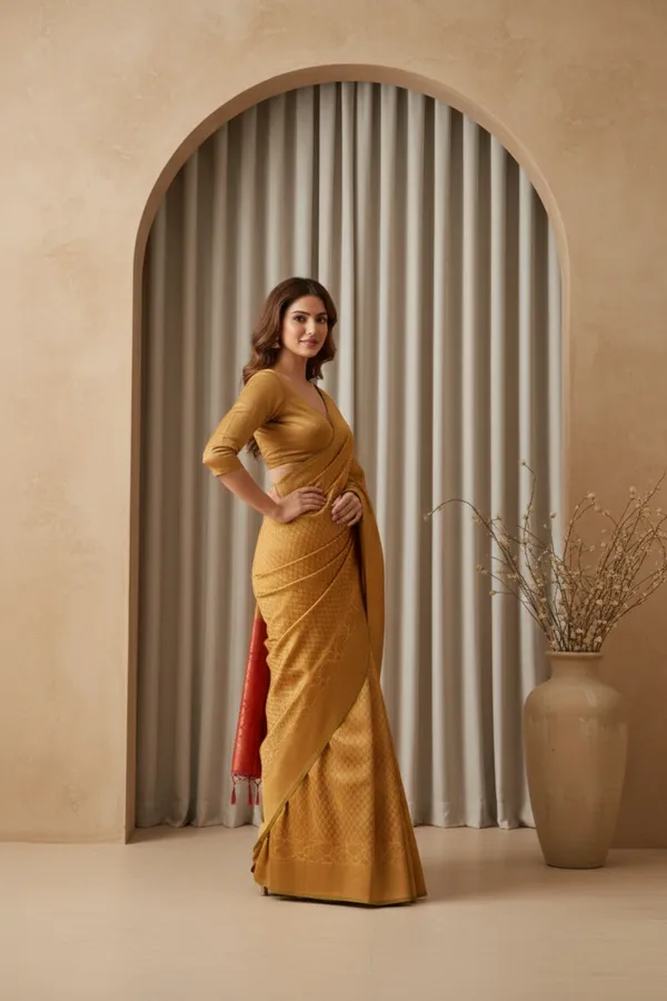 Pink_Silk_Blend_Saree_For_Women