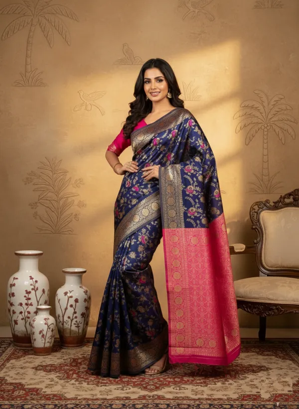 Pink_Brocade_Silk_Saree_For_Women