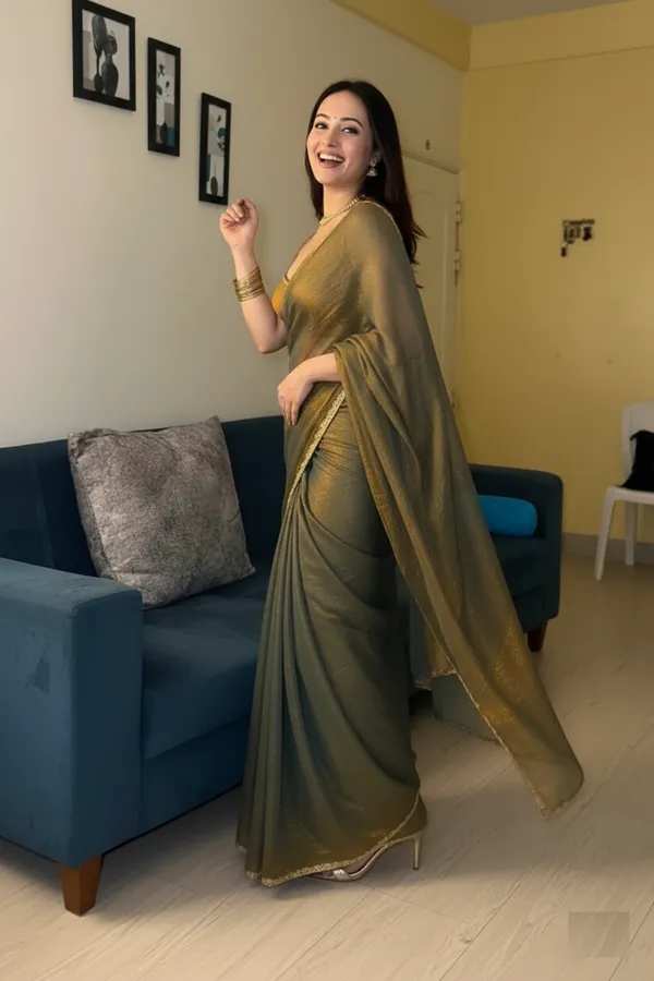 Olive_Green_Silk_Blend_Saree_For_Women
