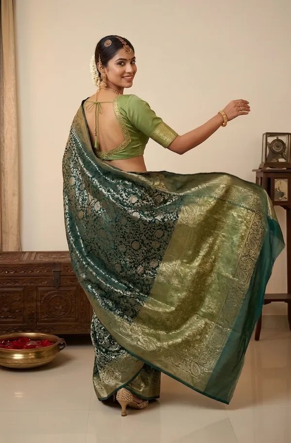 Green_Brocade_Silk_Saree_For_Women