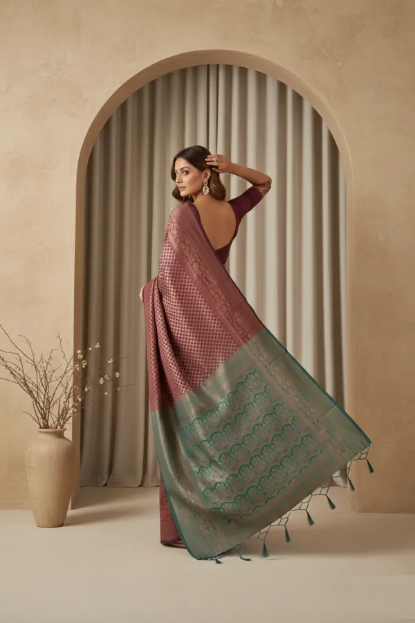 Wine_Silk_Blend_Saree_For_Women