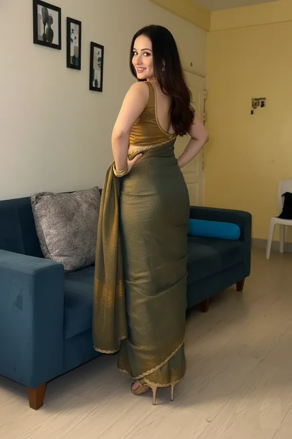 Olive_Green_Silk_Blend_Saree_For_Women