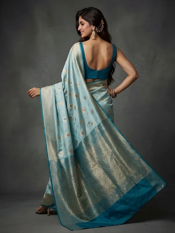 Sky_Blue_Cotton_Saree_For_Women