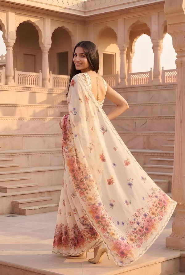 White_And_Red_Cotton_Saree_For_Women