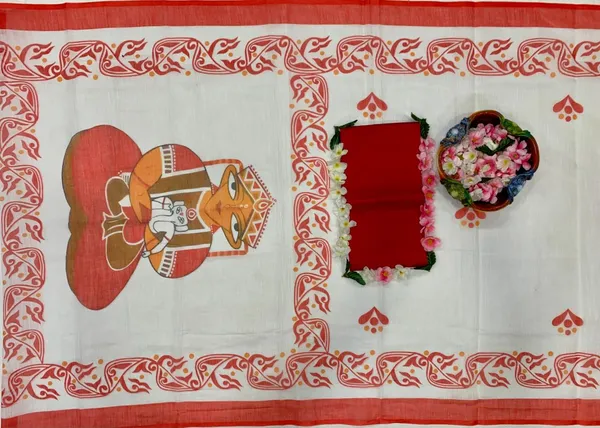 White_And_Red_Cotton_Saree_For_Women