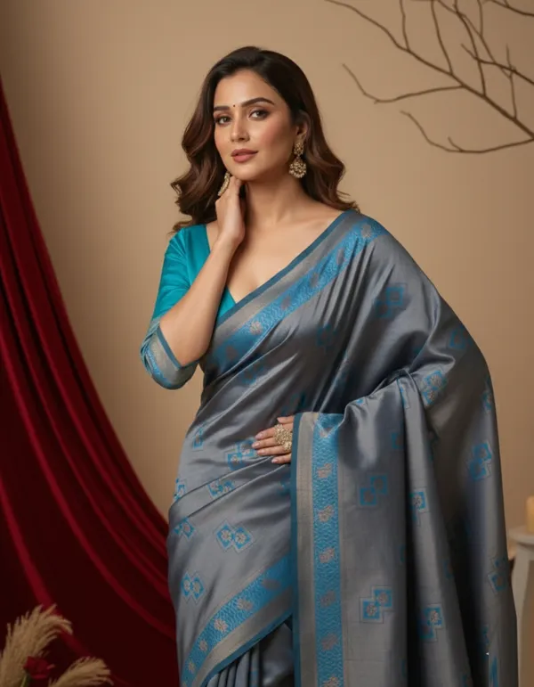 Pink_Silk_Blend_Saree_For_Women