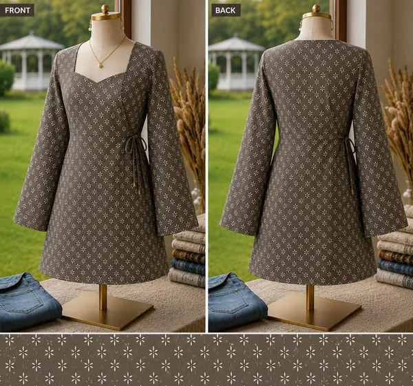 Grey_Cotton_Tie_Waist_Floral_Print_Tunic_For_Women