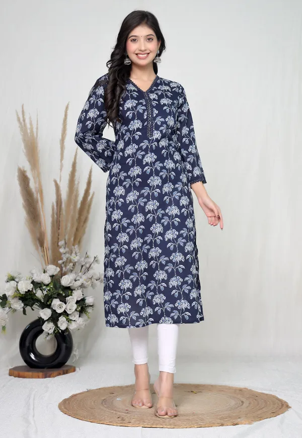 Navy_Cotton_Straight_Floral_Print_Kurta_For_Women