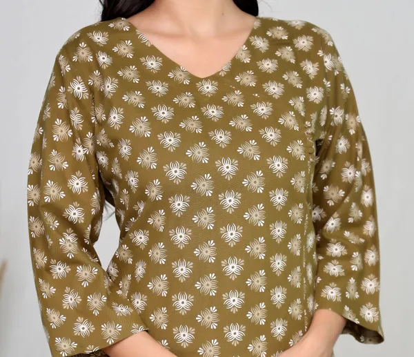 Olive_Green_Cotton_Straight_Floral_Print_Kurta_For_Women