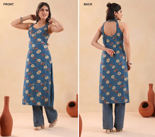 Blue_Cotton_Sleeveless_Floral_Print_Kurta_For_Women