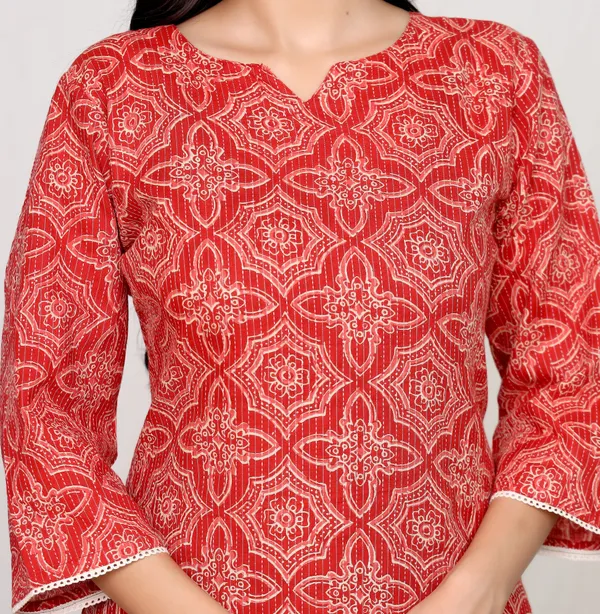 Red_Cotton_Geometric_Print_Straight_Kurta_For_Women