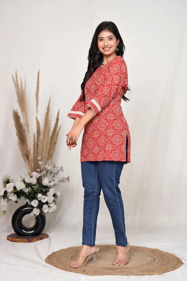 Red_Cotton_Straight_Geometric_Floral_Print_Kurti_For_Women