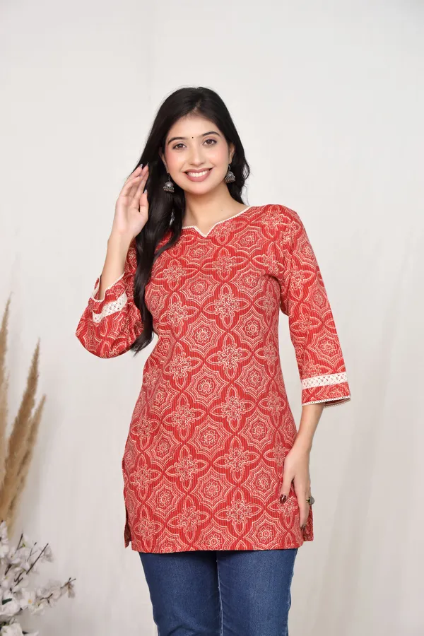 Red_Cotton_Straight_Geometric_Floral_Print_Kurti_For_Women